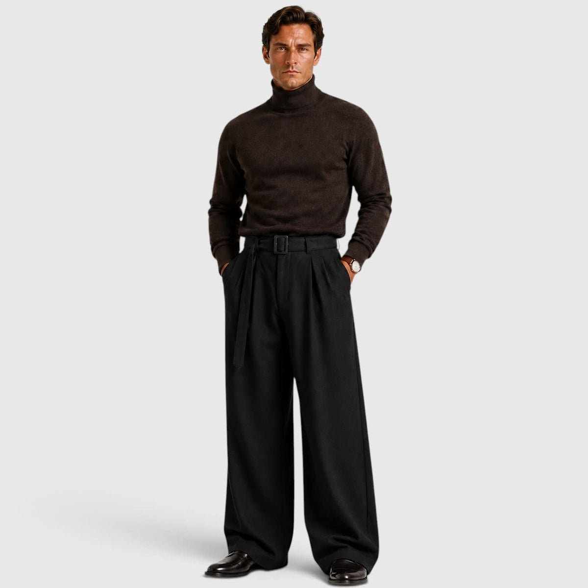 Herren Bundfaltenhose mit Stoffgürtel | Felix_7