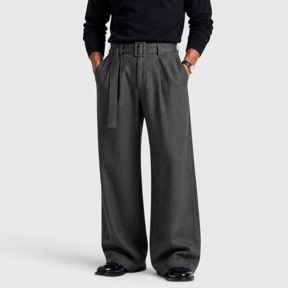 Herren Bundfaltenhose mit Stoffgürtel | Felix