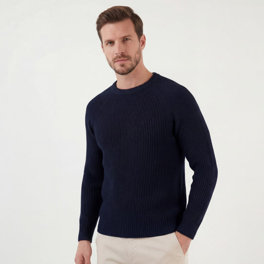 Herren Rippstrickpullover mit Rundhalsausschnitt | Holger_1
