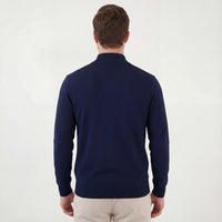 Herren Strickpullover Marineblau mit Stehkragen | Josef