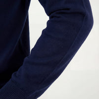 Herren Strickpullover Marineblau mit Stehkragen | Josef