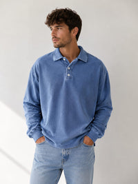 Herren Polo-Sweatshirt Oversize mit Knopfleiste | Willy