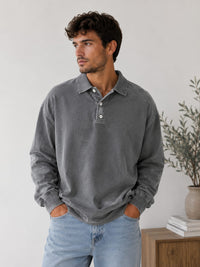 Herren Polo-Sweatshirt Oversize mit Knopfleiste | Willy
