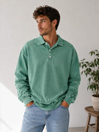 Herren Polo-Sweatshirt Oversize mit Knopfleiste | Willy