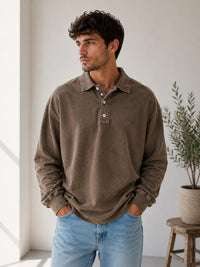 Herren Polo-Sweatshirt Oversize mit Knopfleiste | Willy