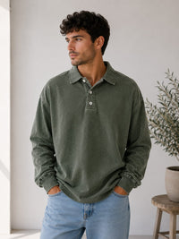 Herren Polo-Sweatshirt Oversize mit Knopfleiste | Willy