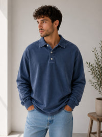 Herren Polo-Sweatshirt Oversize mit Knopfleiste | Willy