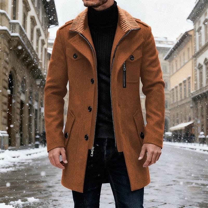Herren Trenchcoat tailliert mit Strickkragen | Hans_4